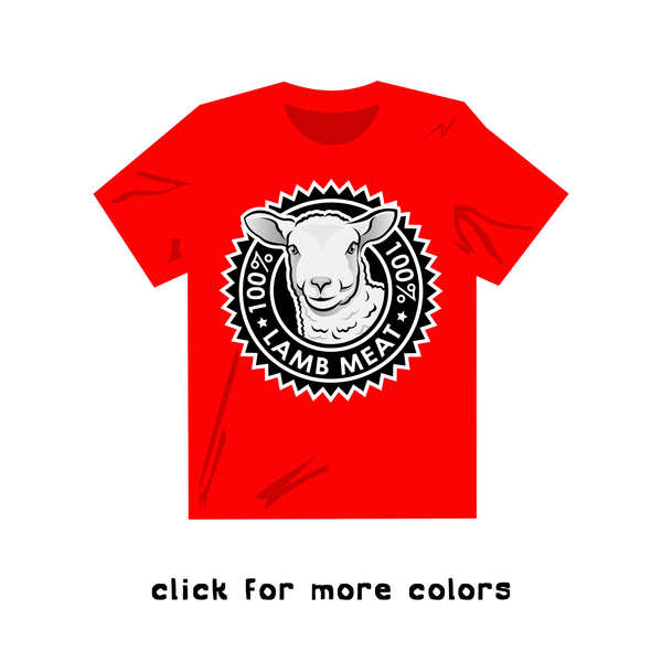 Custom t-shirt mockup - 100% Lamb Meat - Front - Red