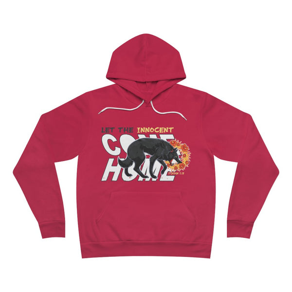 Hoodie mockup - Let The Innocent Come Home - Front - Red