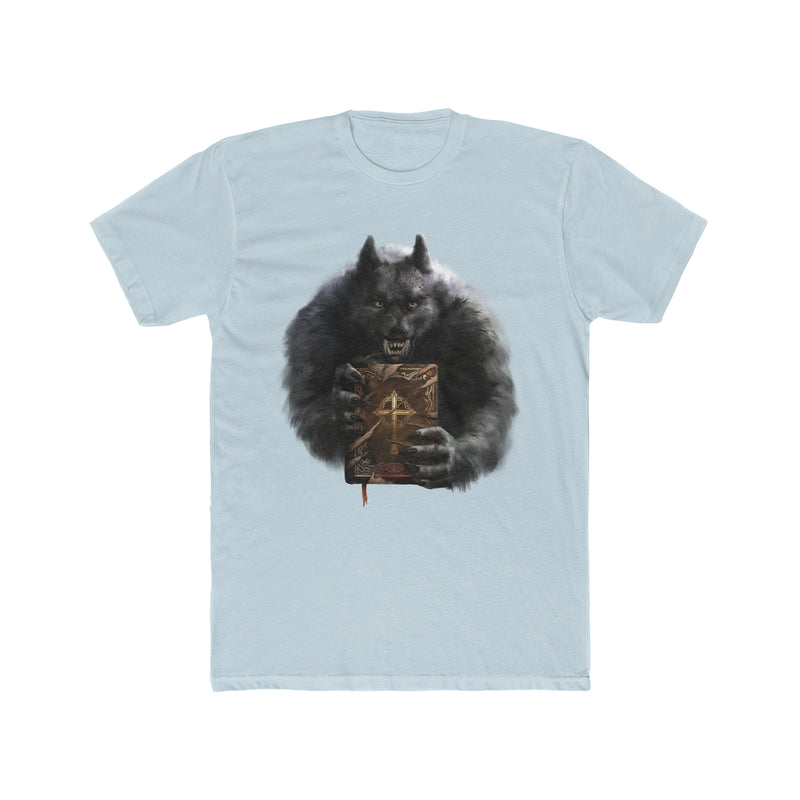 T-shirt mockup - Don't Judge a Book... Werewolf - Front - Light Blue