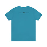 T-shirt mockup - Narrow Is The Path - Back - Aqua Blue