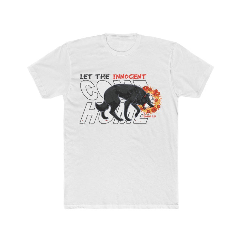 T-shirt mockup - Let The Innocent Come Home - Front - White